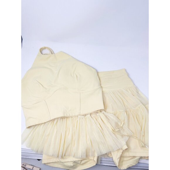 Popflex Womens Cleo Corset Crop Bralette & Pirouette Skort Set Buttercream L - Picture 1 of 6
